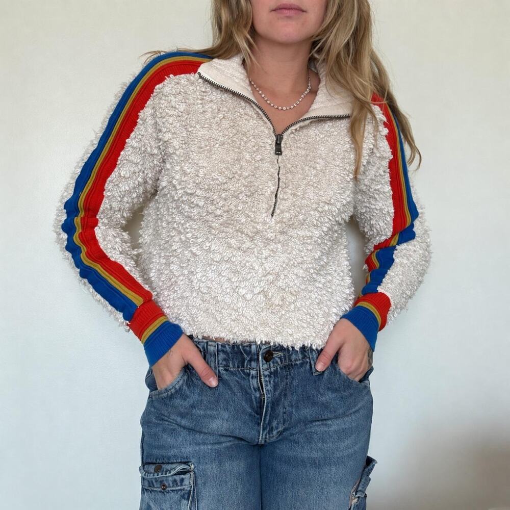 Free People Retro Striped Half-Zip Sweater